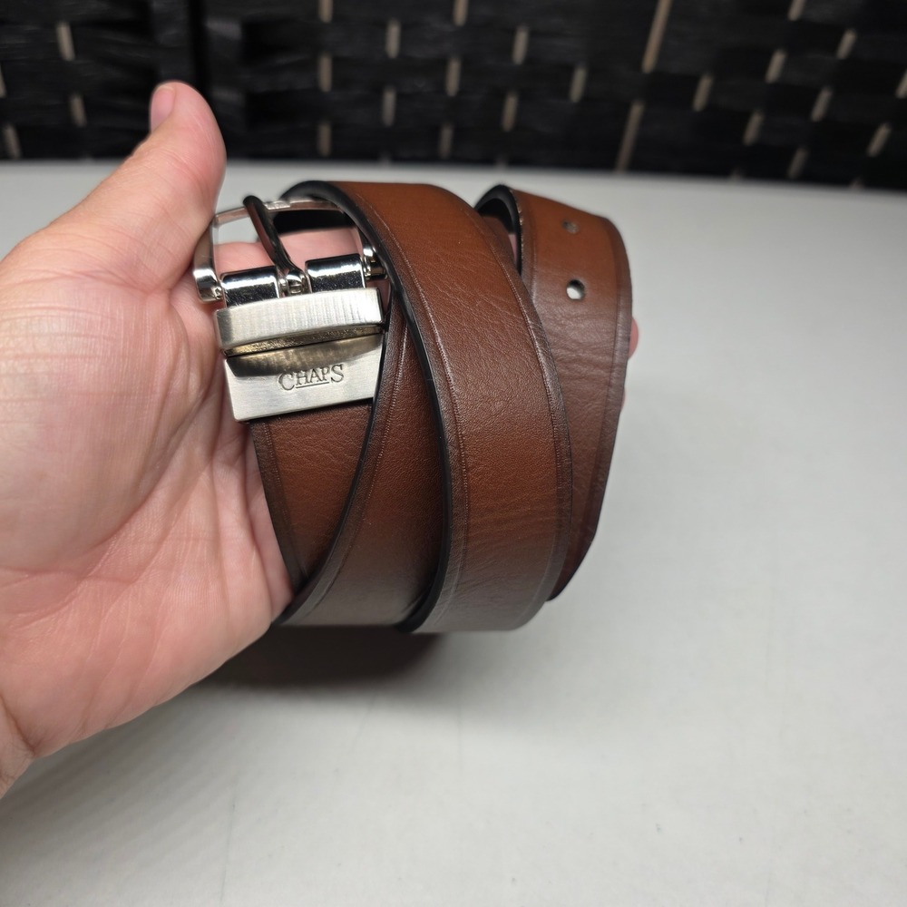 Chaps Mens Reversible Belt Brown Black XL 34-36 Silver Buckle 12CH010Z01